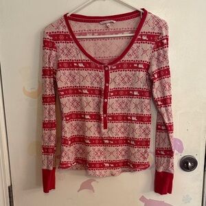 Red and White Patterned Women's PJ’s Set
